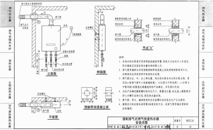 燃气热水器安装尺寸