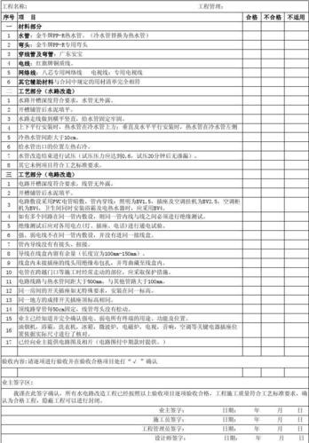 家装水电验收单