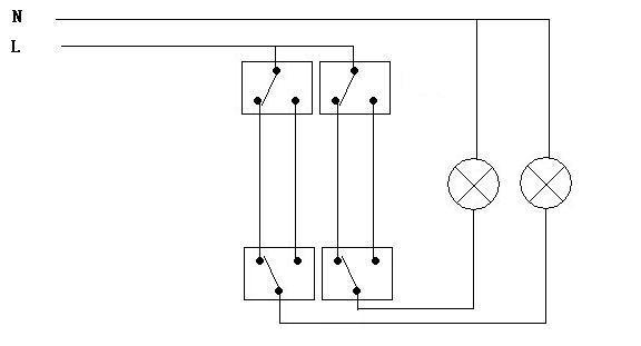 双联开关控制一个灯